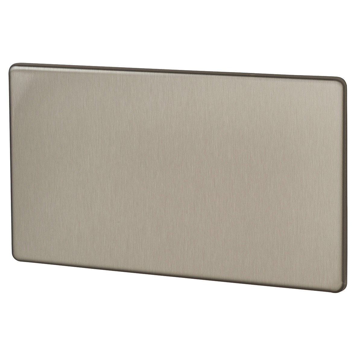 BG Screwless Flatplate 2 Gang Blank Plate - Brushed Steel 298902