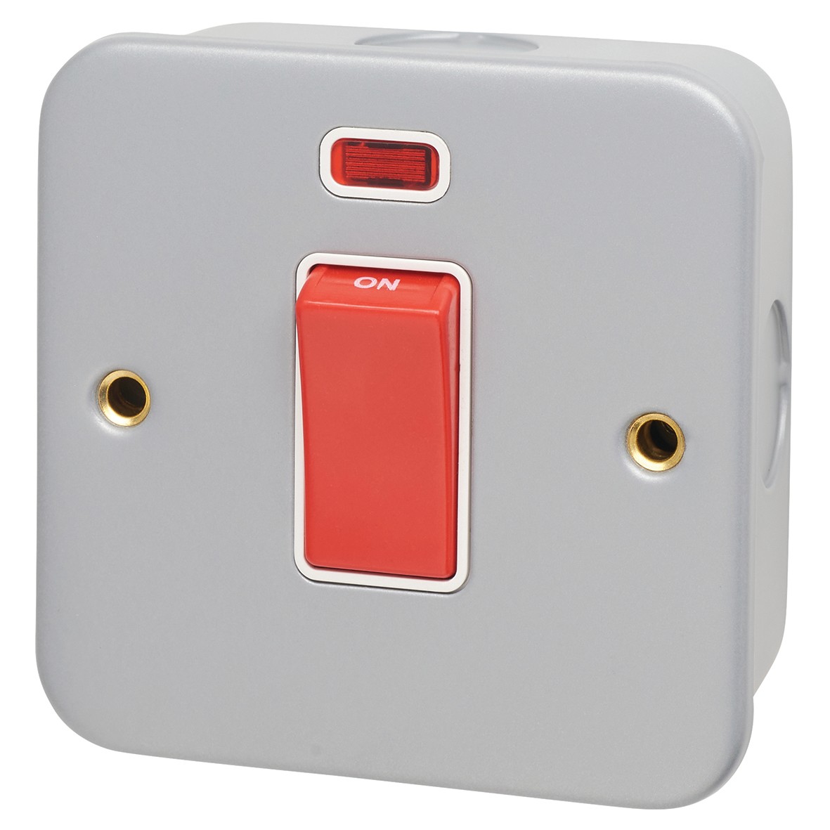 Hamilton Metalclad 45A 1 Gang Double Pole Rocker and Neon Red/White 301553