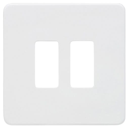 Knightsbridge 2 Module Screwless Grid Switch Faceplate - Matt White 301660