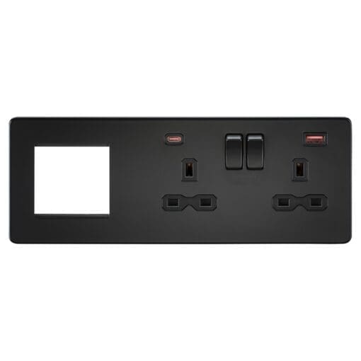 Knightsbridge 2 Module Multimedia Faceplate & 13A 2G Type A/C USB S 305169
