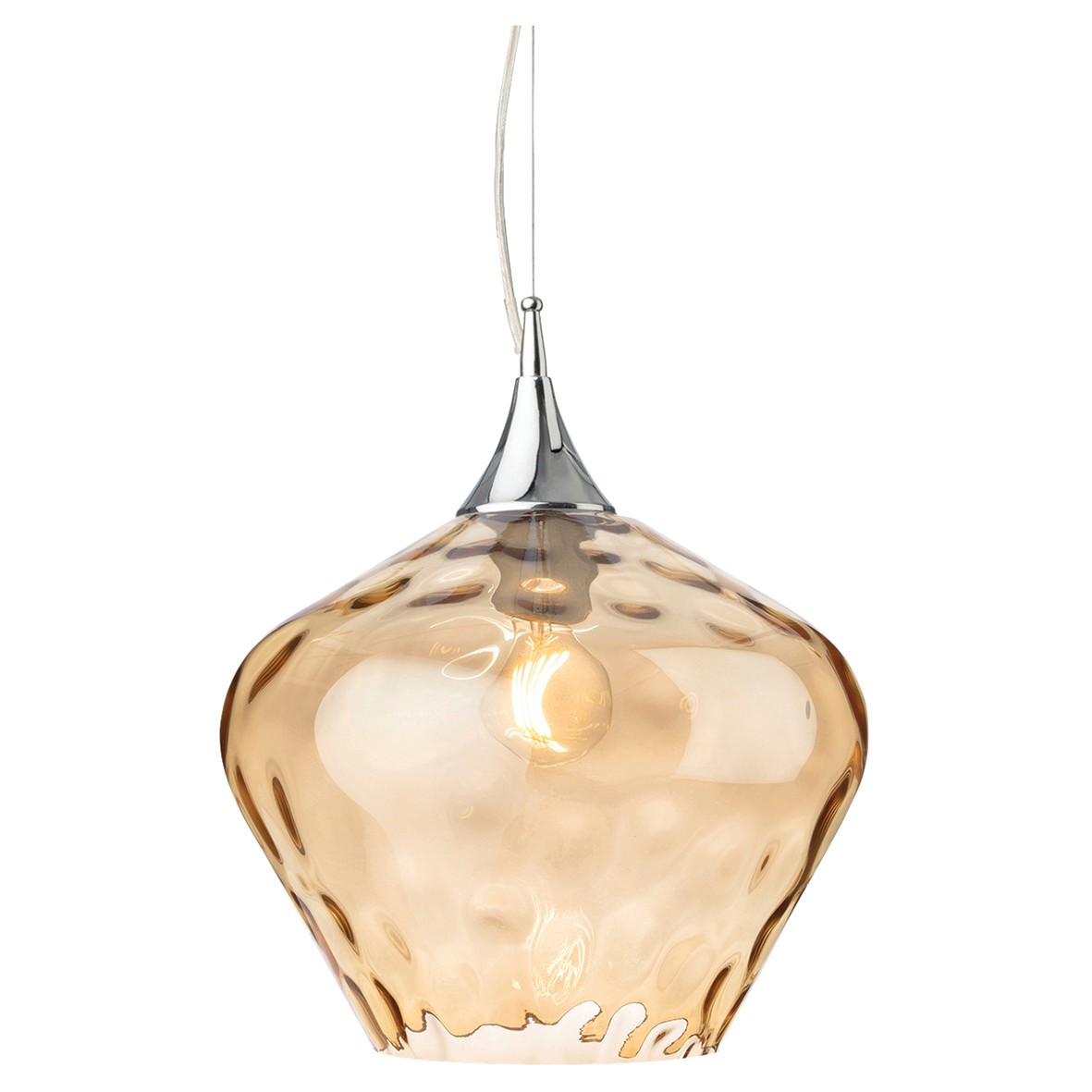 Altro Titan Ceiling Light Pendant with Amber Glass Shade - Chrome 308412