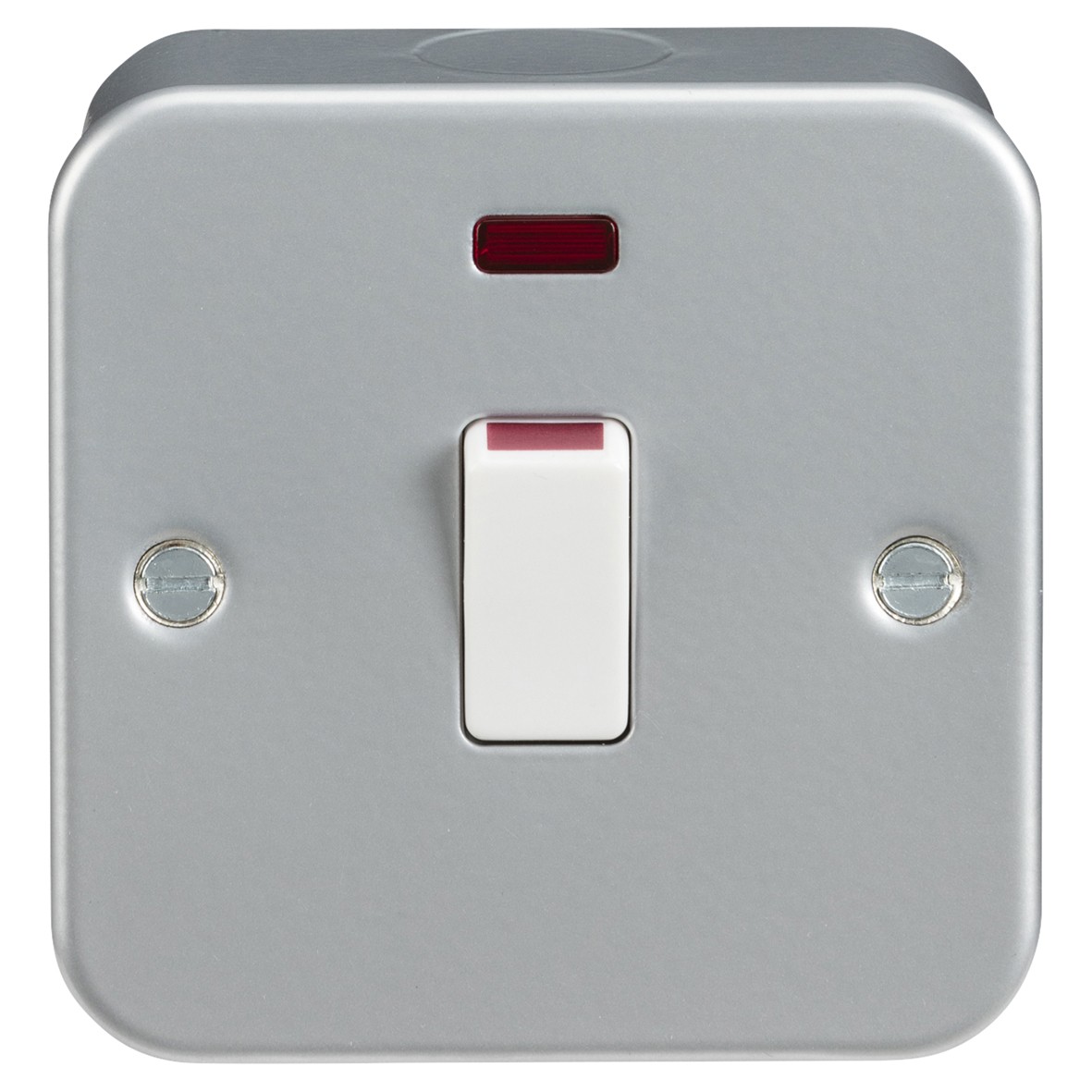 Knightsbridge 20A Metal Clad 1 Gang Double Pole Switch with Neon - Grey 309459