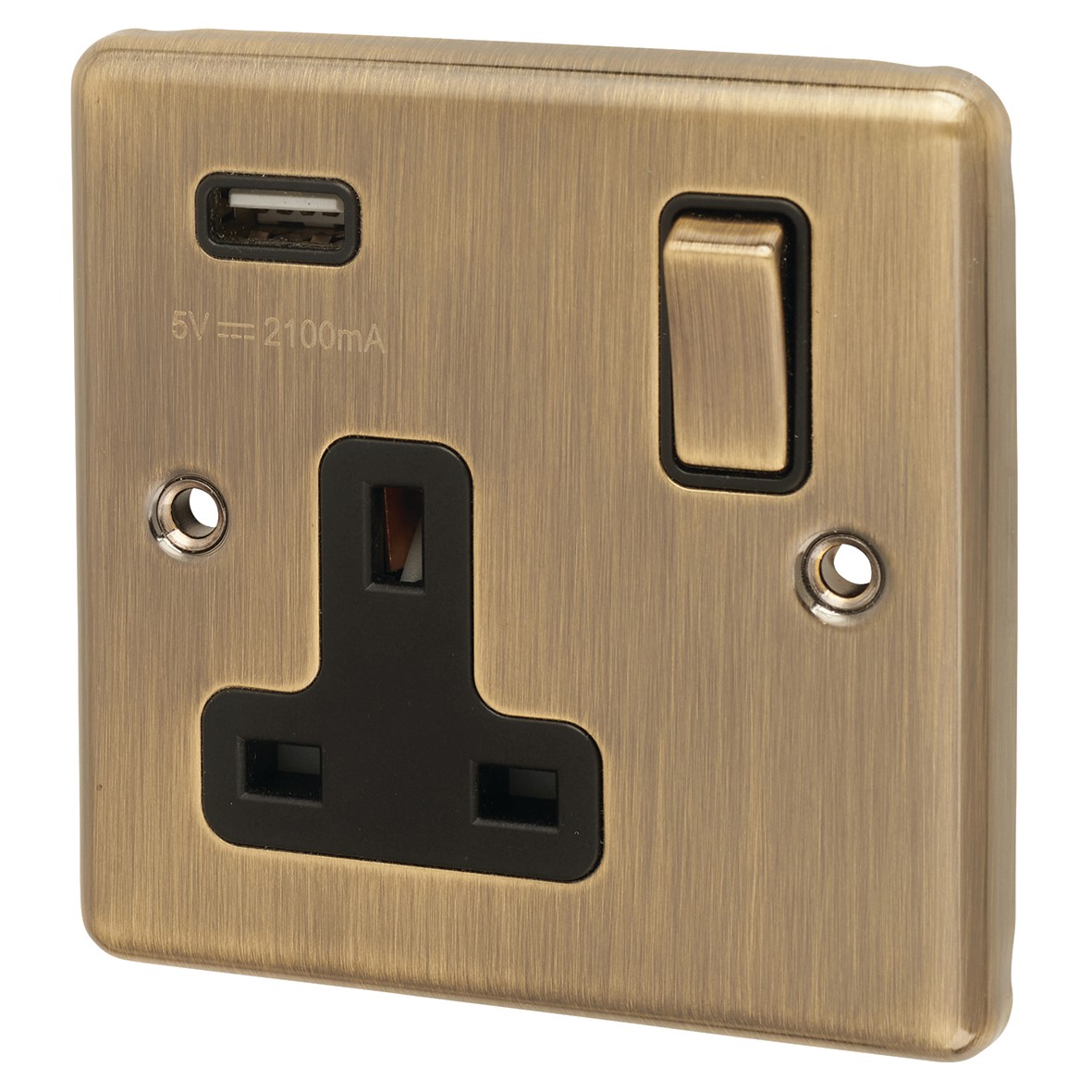 Eurolite Enhance Decorative 13A 1 Gang USB Socket with 1 x USB - 2.1A - 312912
