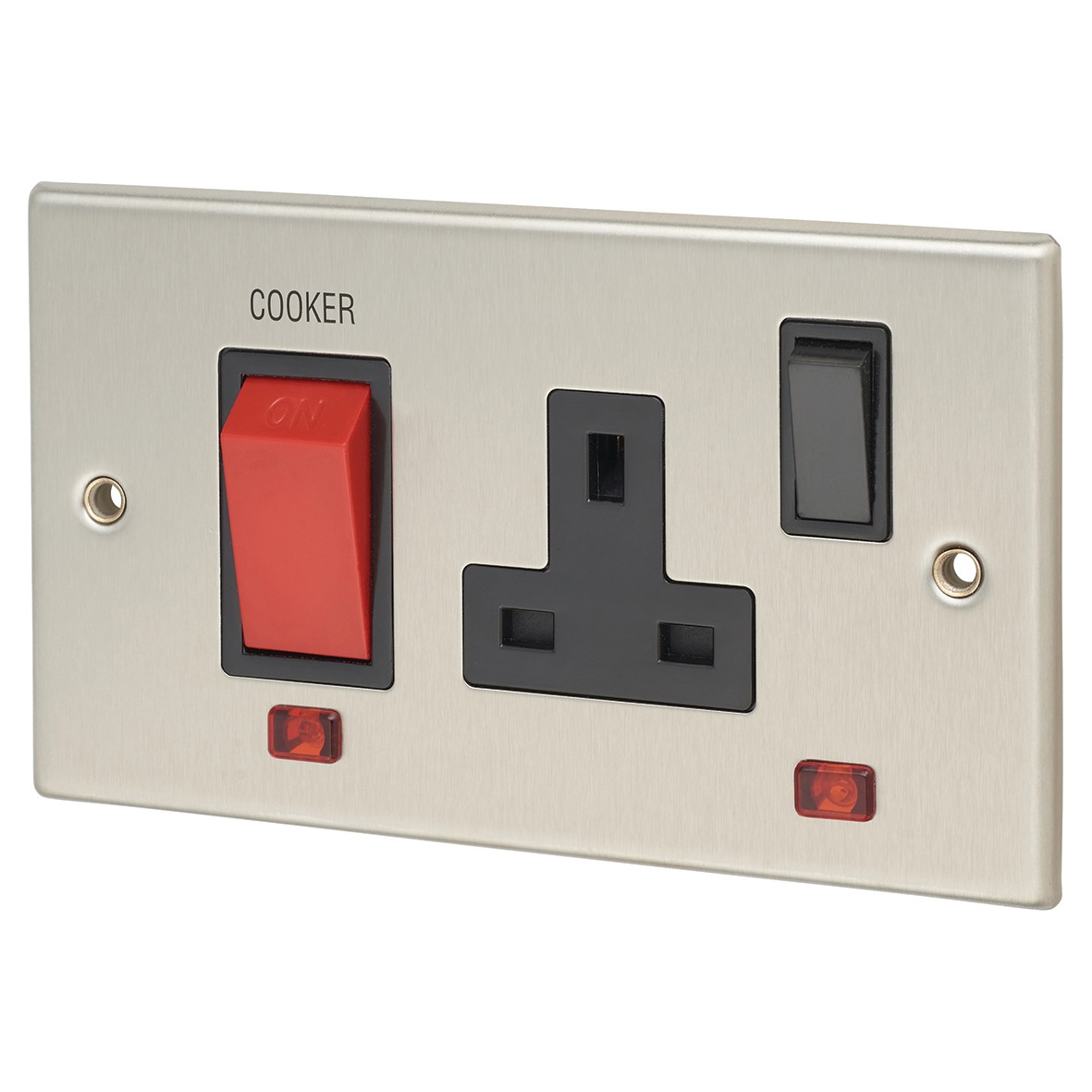Contactum Cooker Control Unit 2 Gang DP Neon Horizontal Red Main Switch 315417