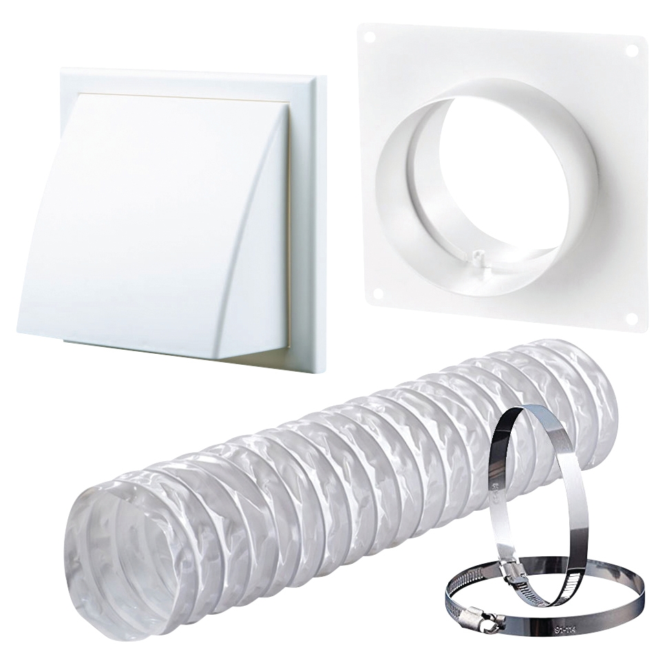 Blauberg Ventilation Wall Kit with PVC Duct & Cowled Wall Vent - 15 316572
