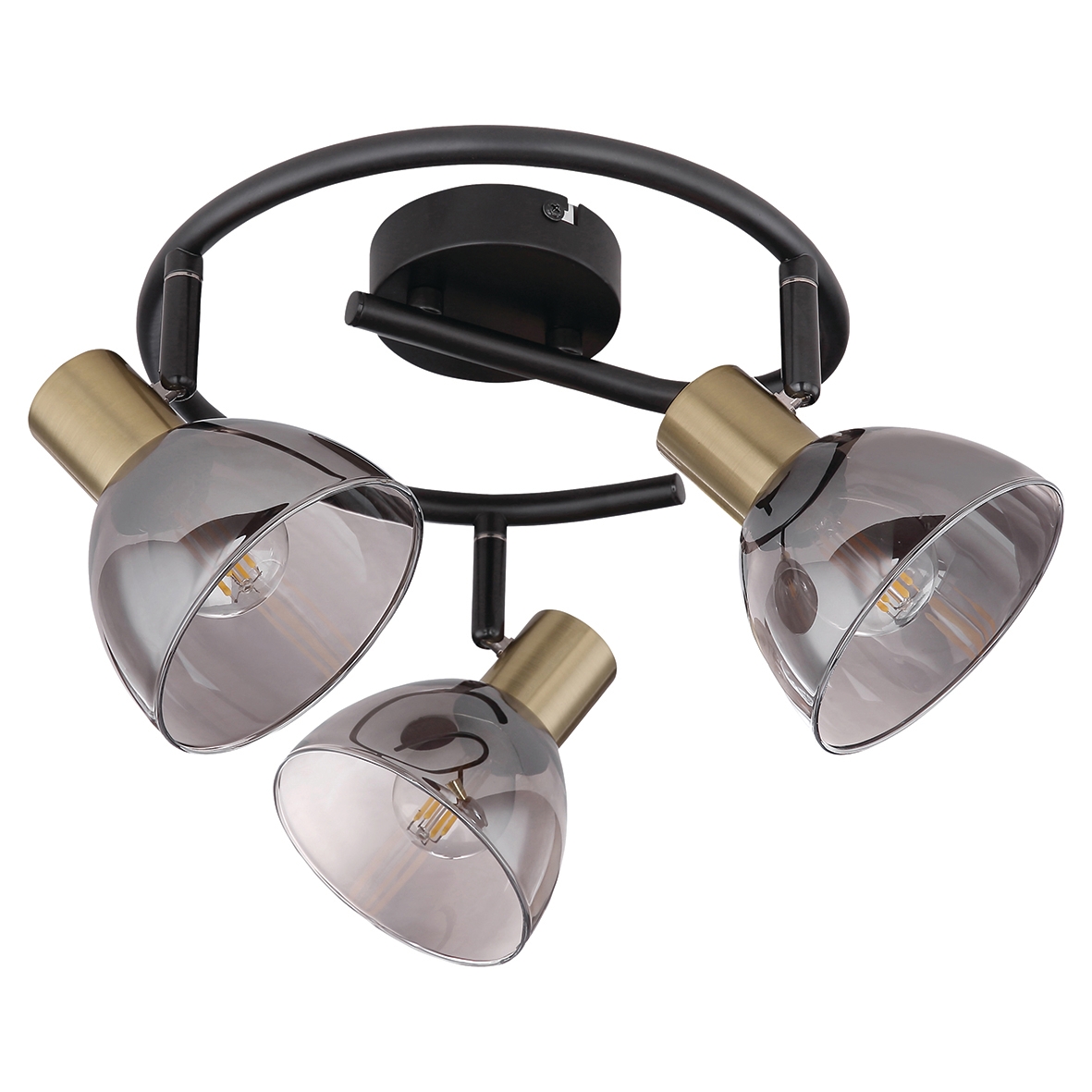 Globo Jay 3 Light Ceiling Light - Black/Brass 318273