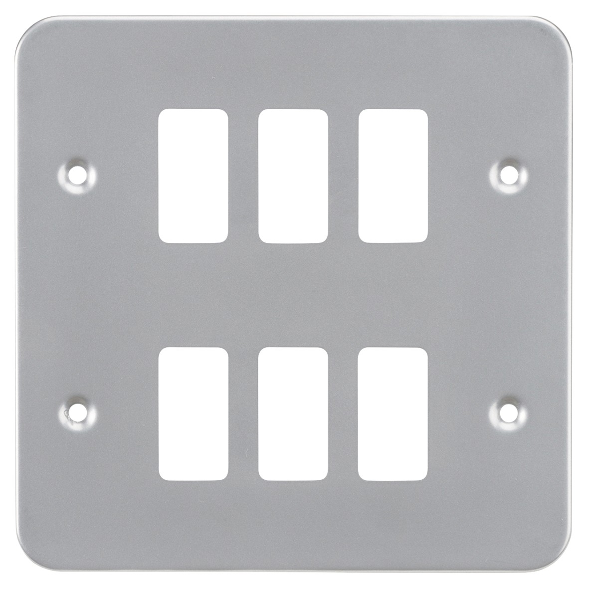 Knightsbridge 6 Module Metal Clad Grid Switch Faceplate - Grey 318716