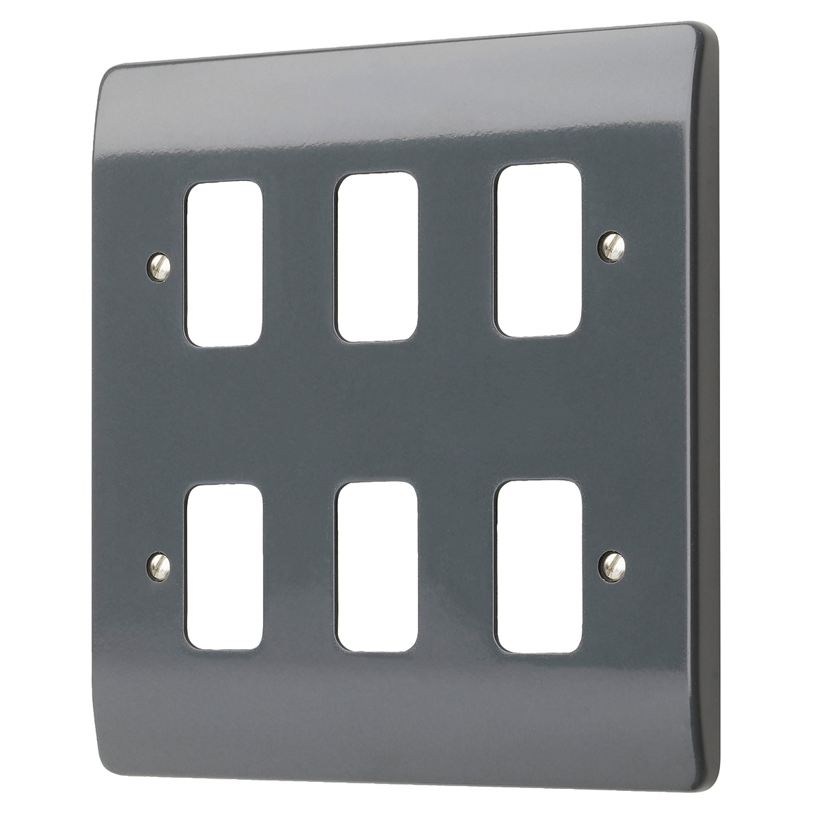 MK 6 Gang Flush Moulded Grid Plus Cover Plate - Graphite 319523