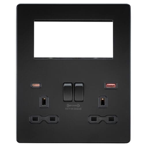 Knightsbridge 4 Module Small Multimedia Faceplate & 13A 2G Type A/C 322003