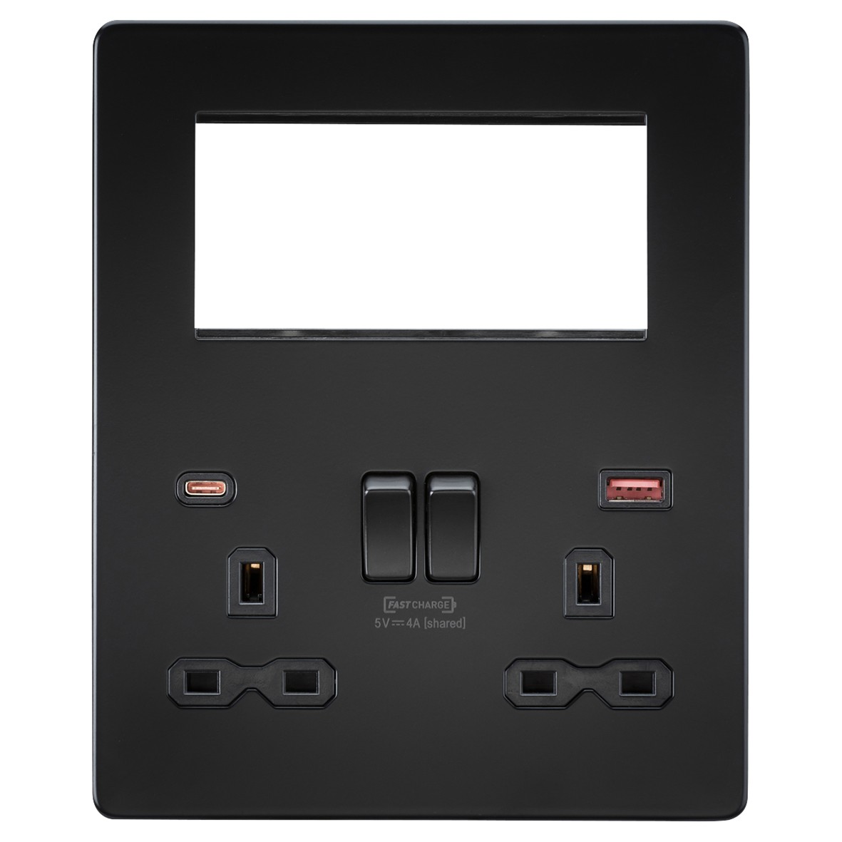 Knightsbridge 4 Module Small Multimedia Faceplate & 13A 2G Type A/C 322003