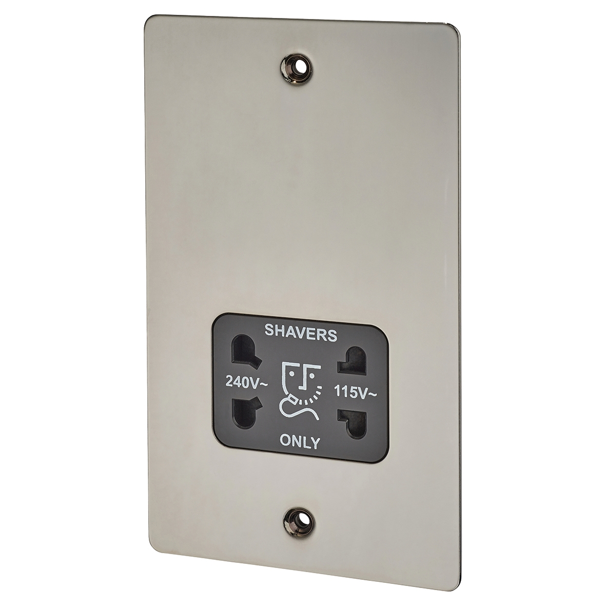 BG Flatplate Screwed 115/230V Shaver Socket - Black Nickel 324296