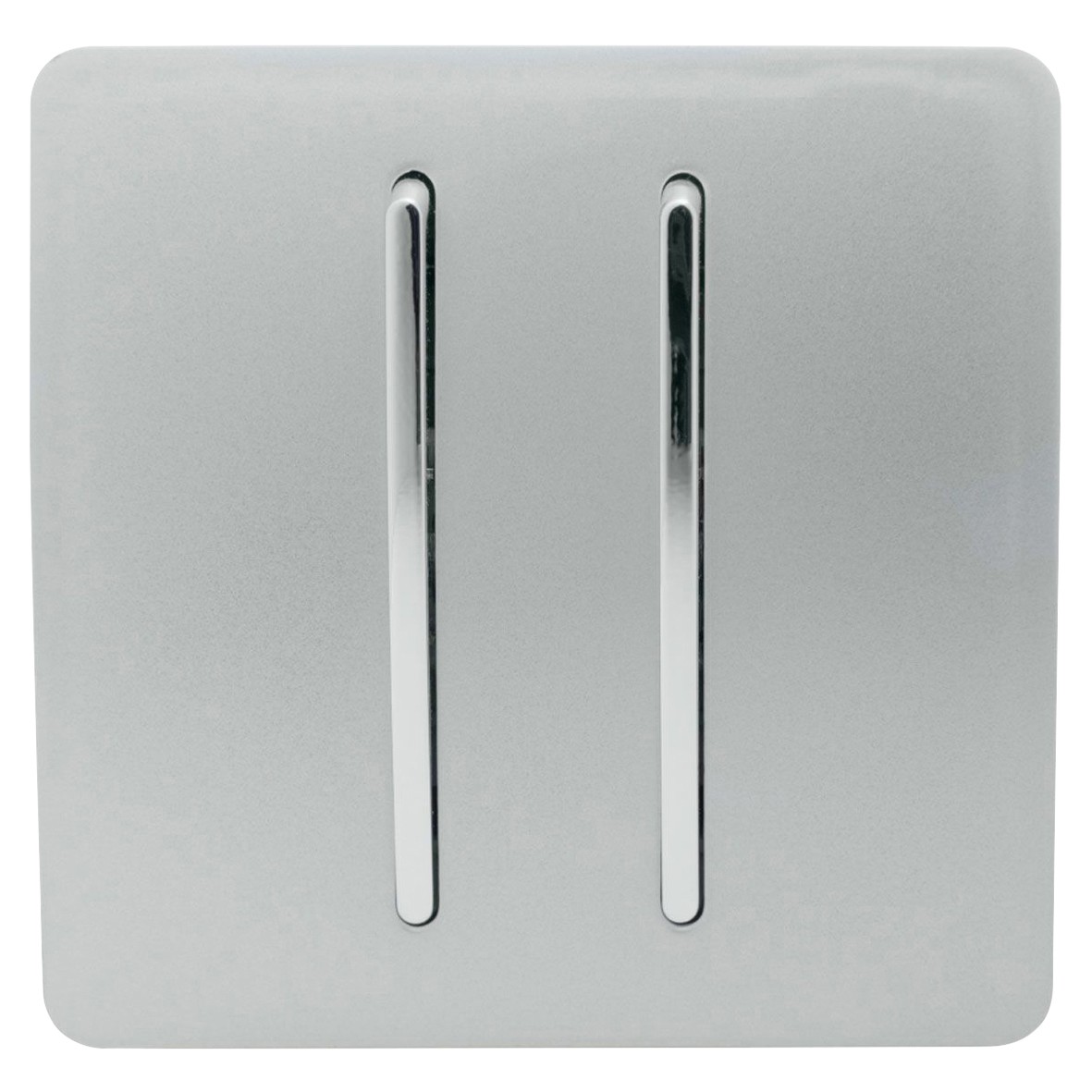 TRENDI 2 GANG 1 OR 2 WAY LIGHT SWITCH GLOSS SILVER 000406
