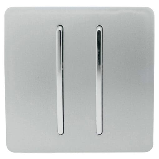 Trendi 10A 2 Gang 3 Way Screwless Intermediate Switch - Gloss Silver 325187