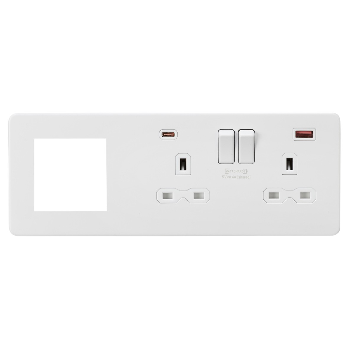 Knightsbridge 2 Module Multimedia Faceplate & 13A 2G Type A/C USB S 325464