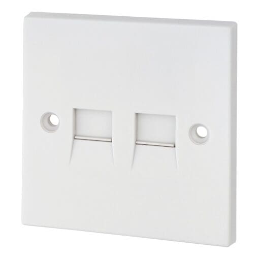 2 Gang Telephone Master Socket Screw Type - White - Square Edge 326593