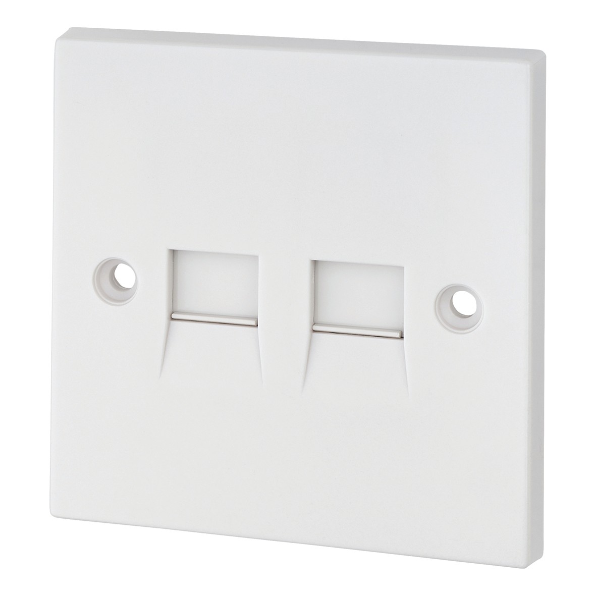 2 Gang Telephone Master Socket Screw Type - White - Square Edge 326593
