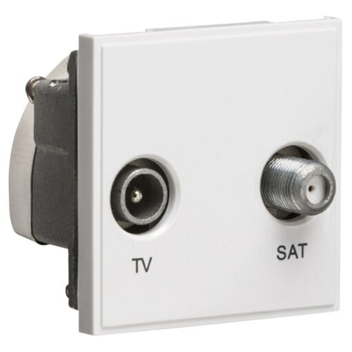 Knightsbridge 1 Gang TV + F-Type Satellite Diplexer Euro Module - White 330304