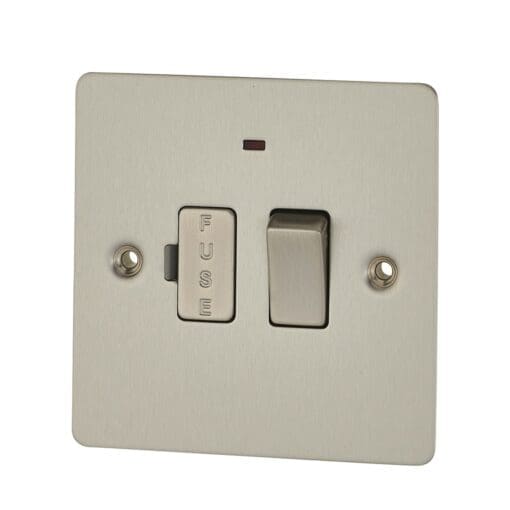 BG Flatplate 13A 1 Gang Switched Fuse Spur Unit with Neon - Brushed Ste 331017