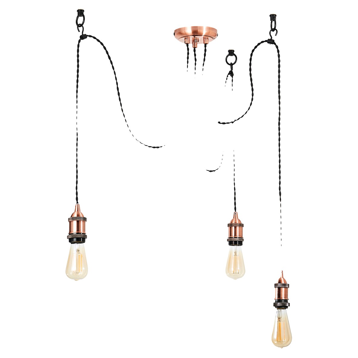 Forum Inlight Padua 3 Light Ceiling Cable Light Pendant Set - Antique C 331356