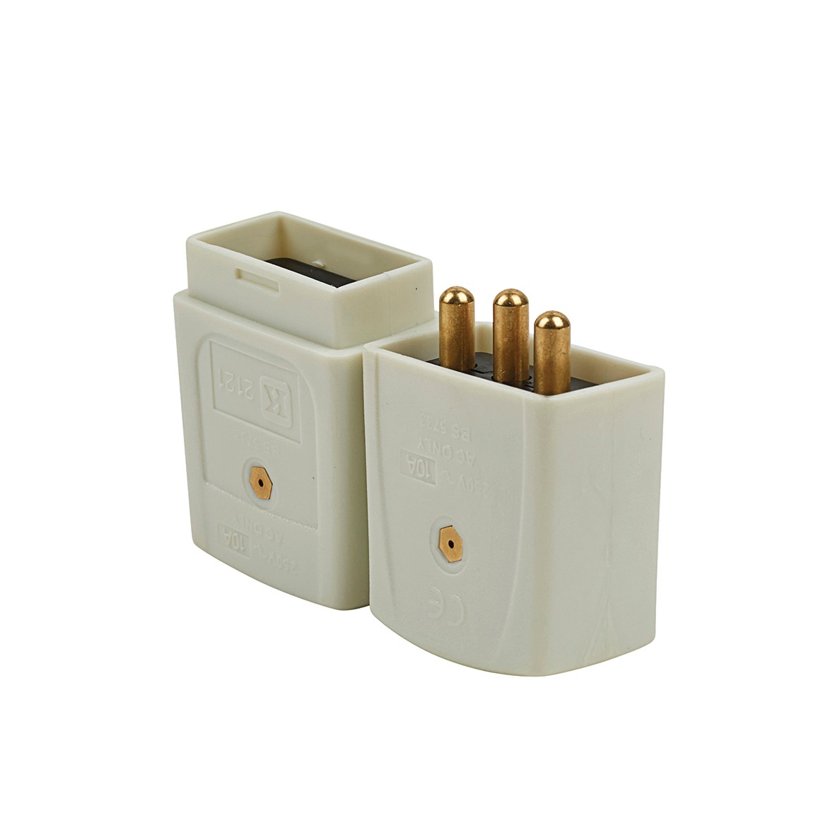 5x 10A 3 Pin Plug & Socket - White 341956