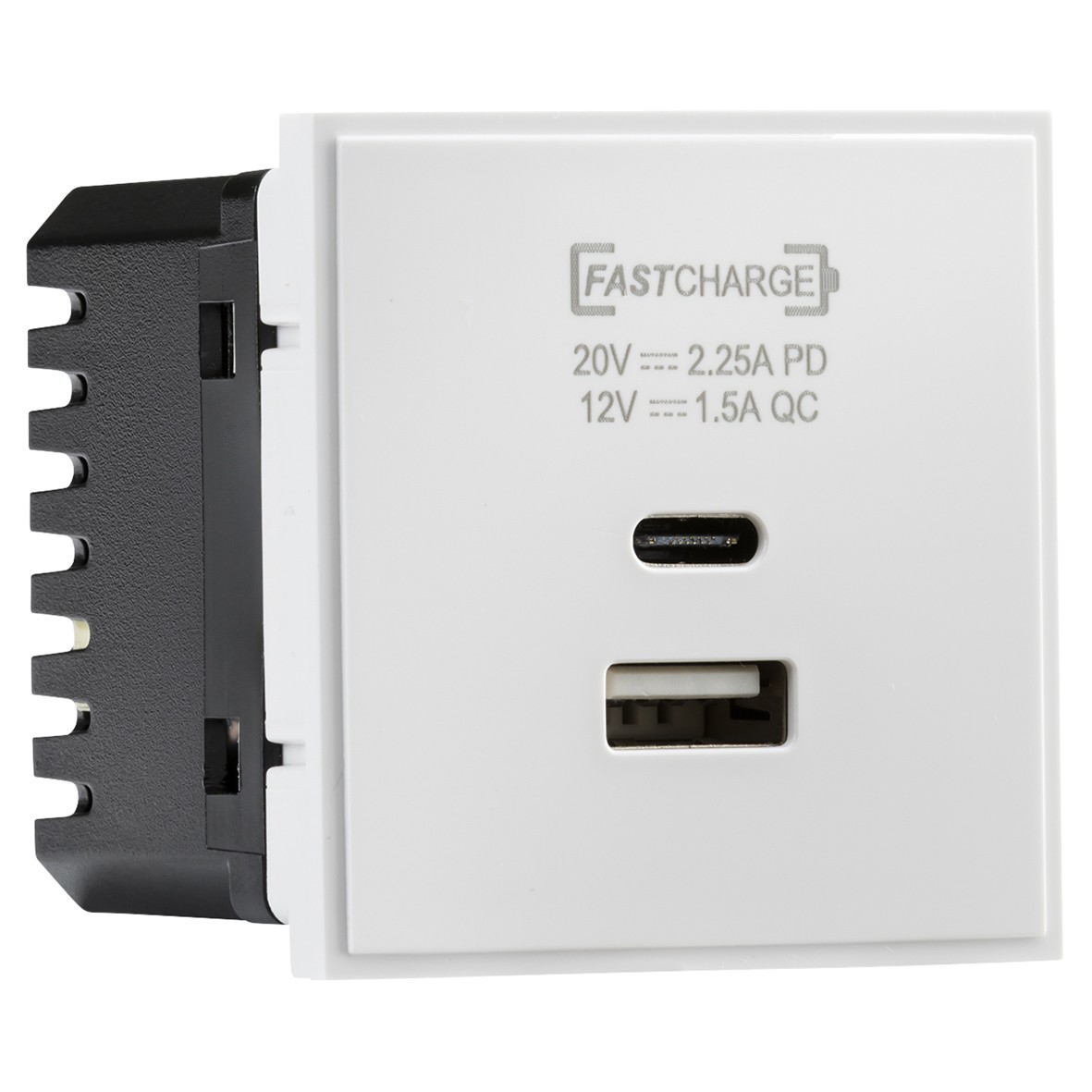 Knightsbridge 1 Gang Type A/C USB Charger Euro Module - 2.25A - White 342198