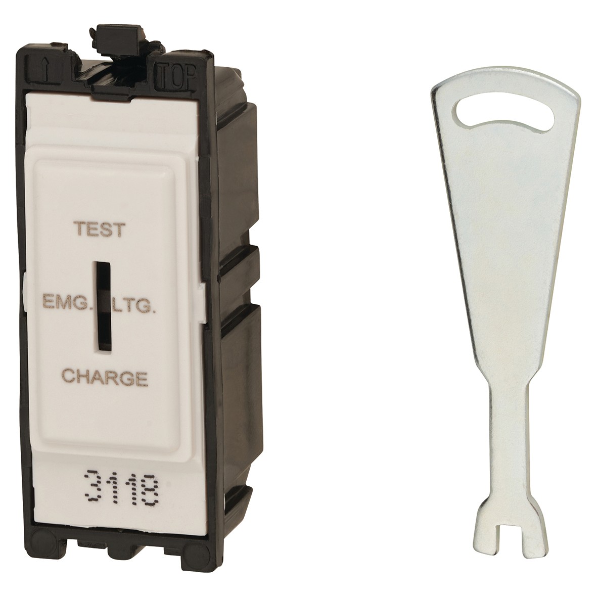 Contactum 20AX 1 Way Single Pole Key Grid Switch - Emergency Lighting - 345069