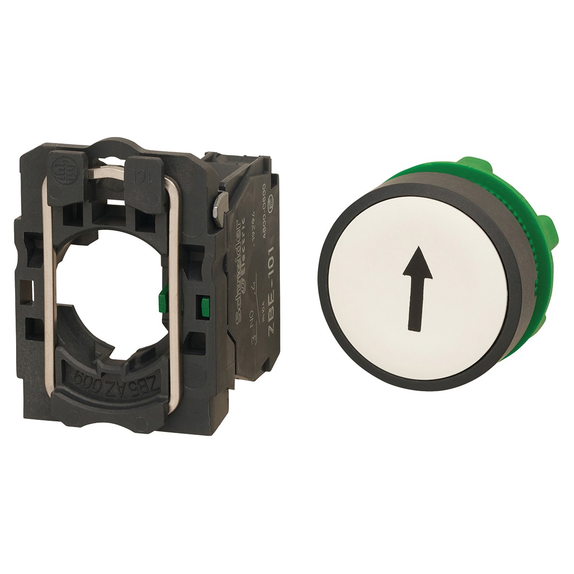 Schneider XB5 Series Flush Push Button Marked Arrow 1NO - White 345137