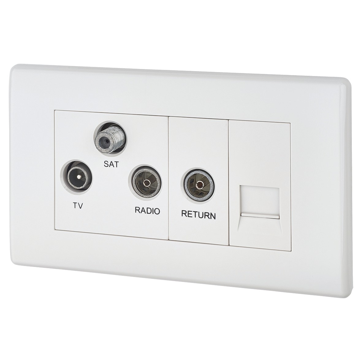 Triplex With BT Outlet & Co-Axial Return - Screened - White - Round 356381