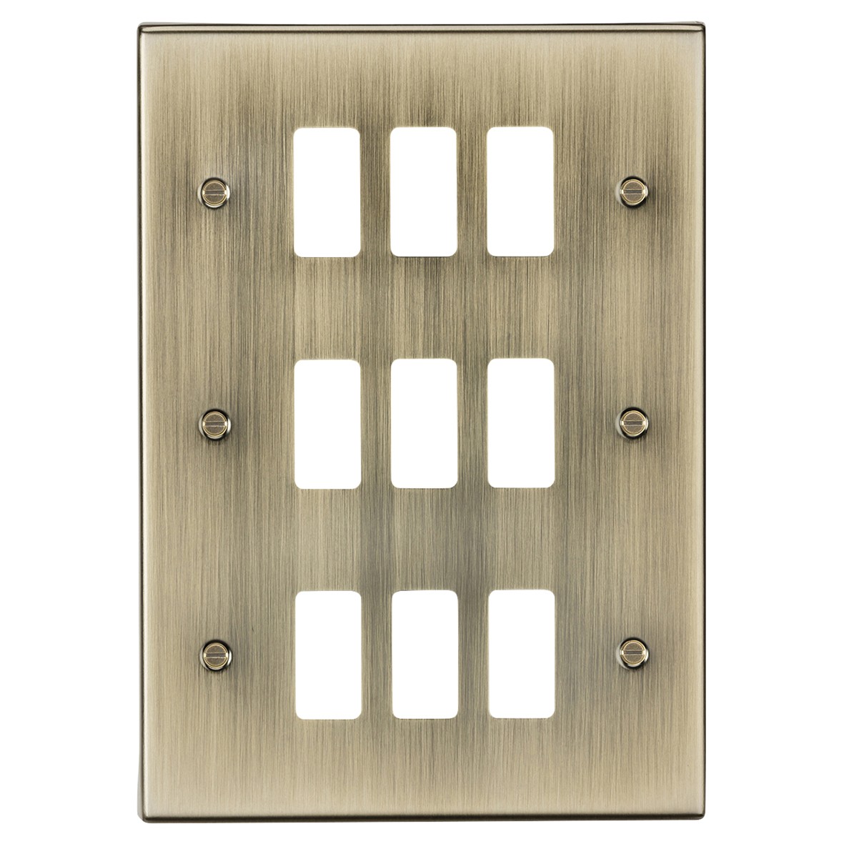 Knightsbridge 9 Module Grid Switch Faceplate - Antique Brass 358868