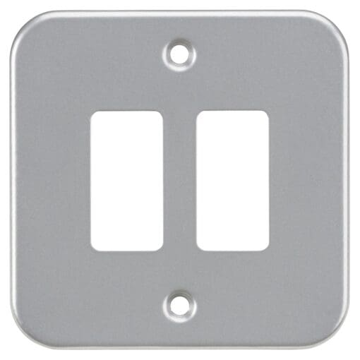 Knightsbridge 2 Module Metal Clad Grid Switch Faceplate - Grey 360103