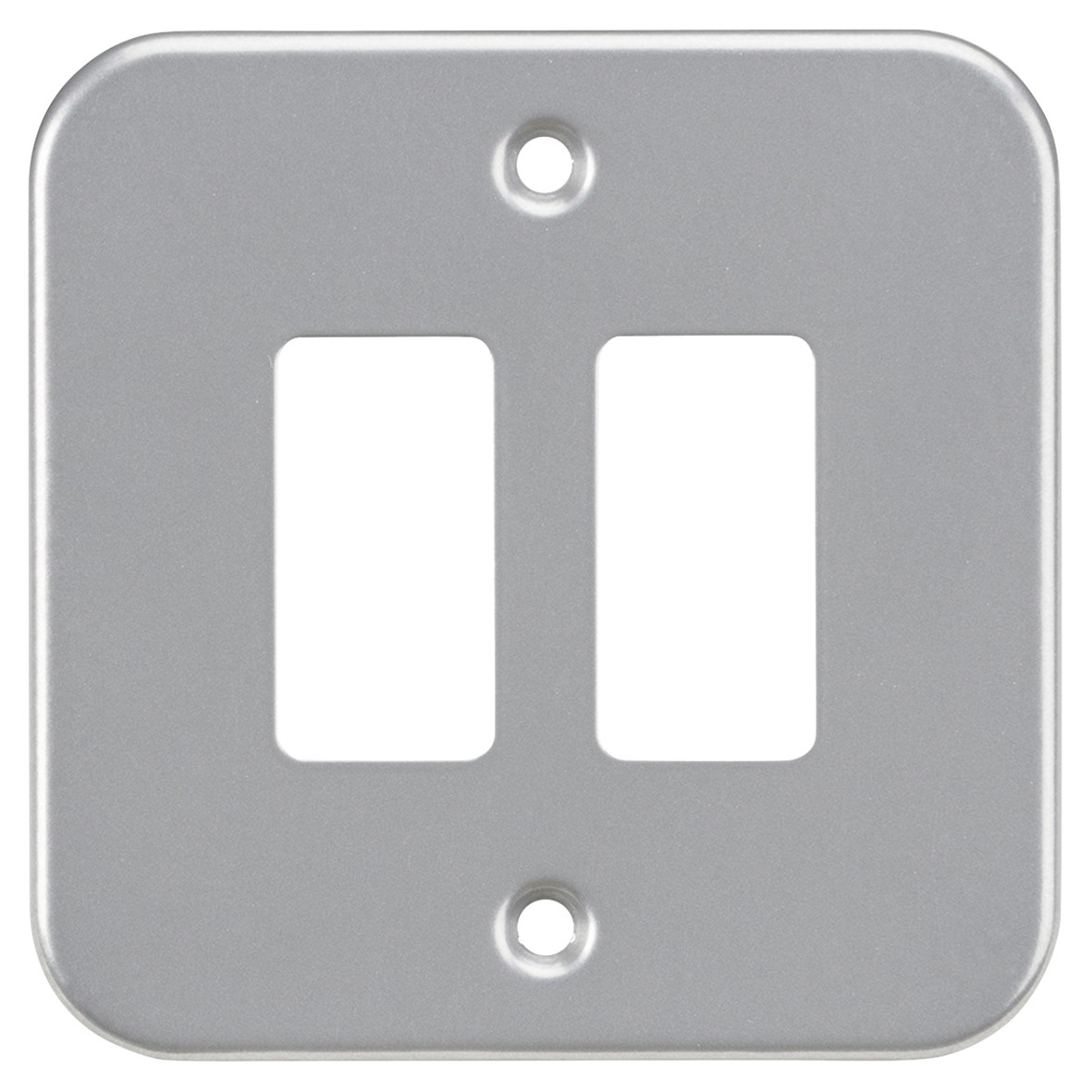 Knightsbridge 2 Module Metal Clad Grid Switch Faceplate - Grey 360103