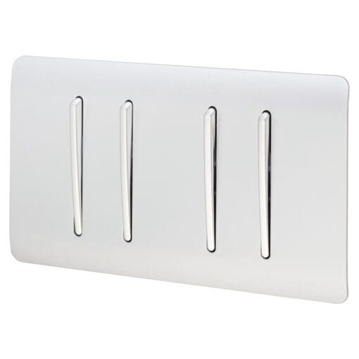 Trendi 10A 4 Gang 2 Way Twin Plate Screwless Switch - Silver 361839