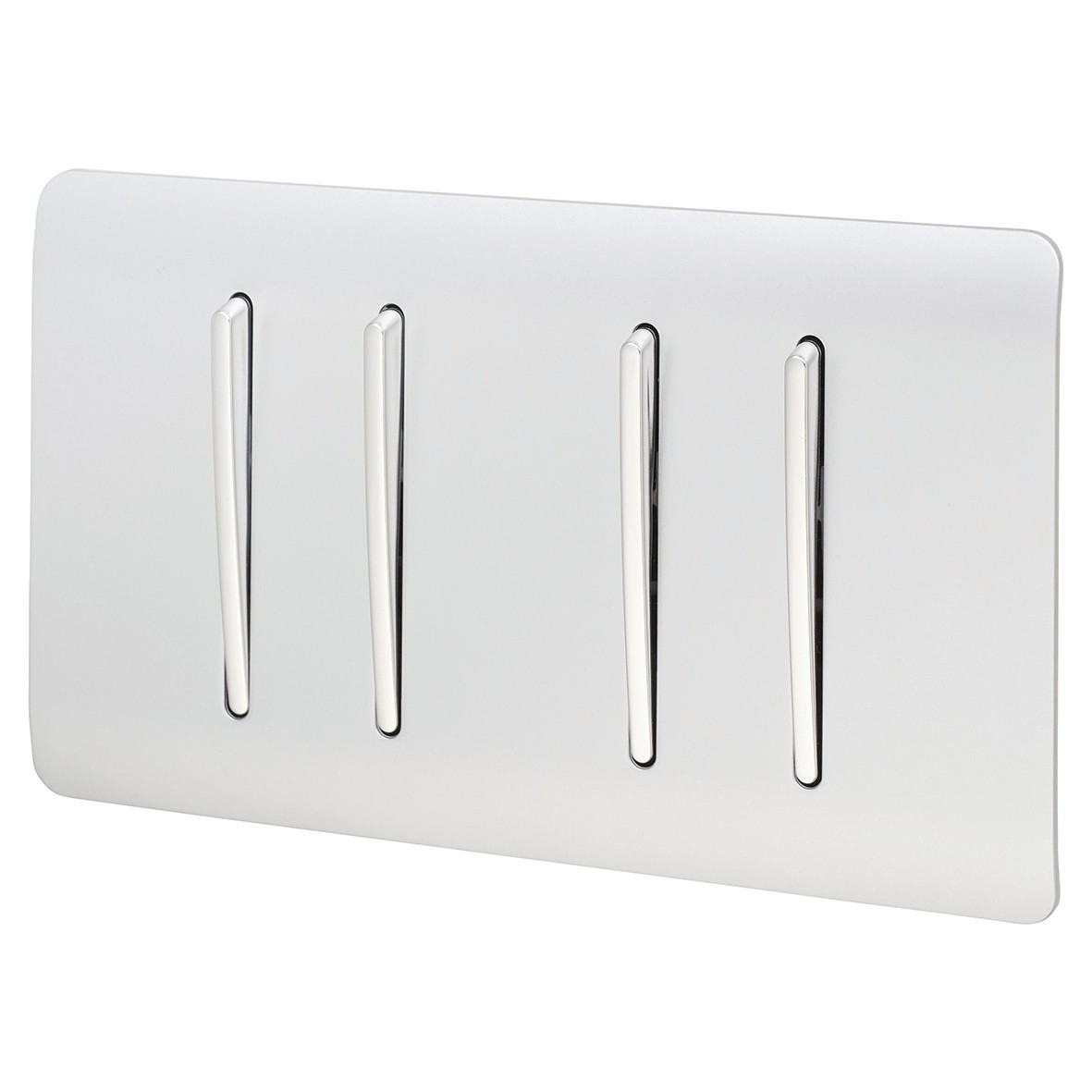 Trendi 10A 4 Gang 2 Way Twin Plate Screwless Switch - Silver 361839
