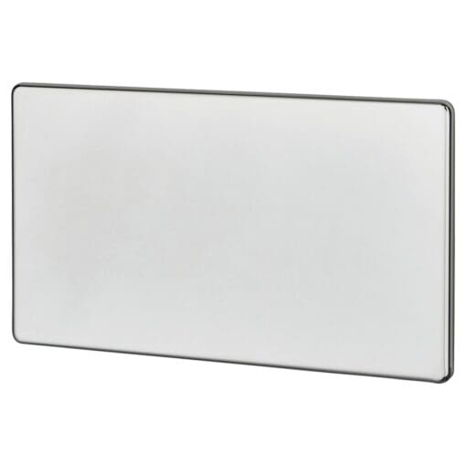 BG Screwless Flatplate 2 Gang Blank Plate - Polished Chrome 363589