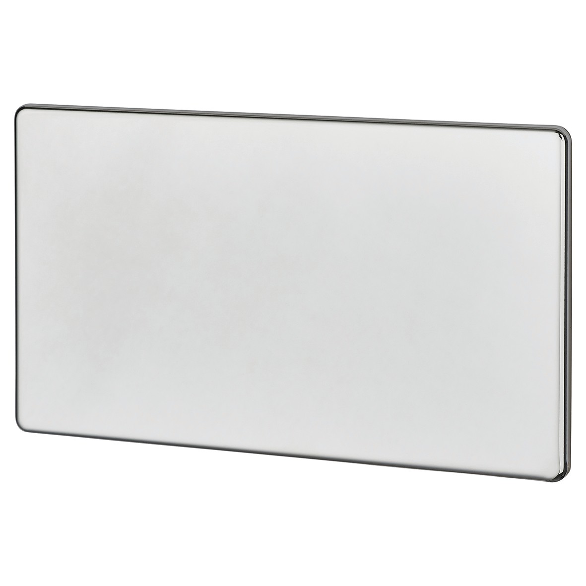 BG Screwless Flatplate 2 Gang Blank Plate - Polished Chrome 363589