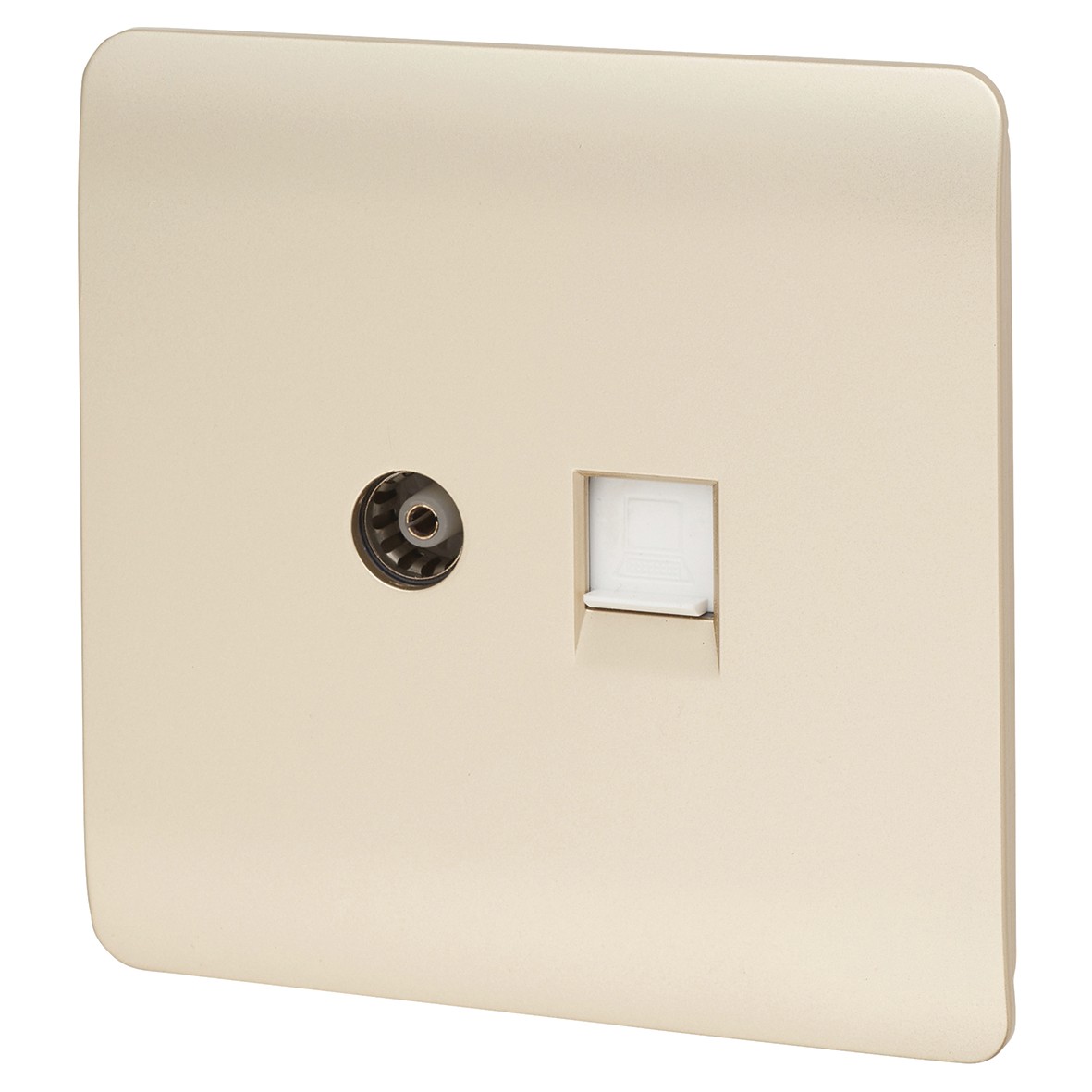 Trendi TV Co-axial & PC Ethernet Socket - Gold 365165