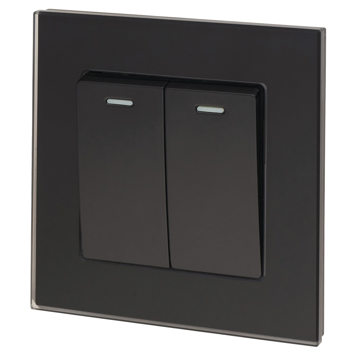 Retrotouch 10A 2 Gang Intermediate Switch - Black Plain Glass 370005