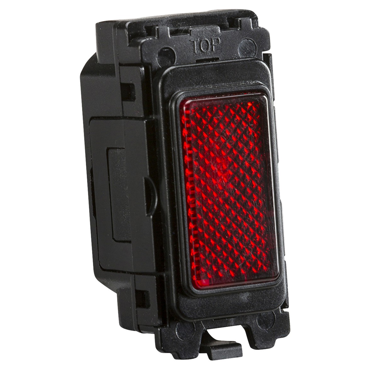 Knightsbridge 230V Red Indicator Curved Edge Grid Switch - Black 370173