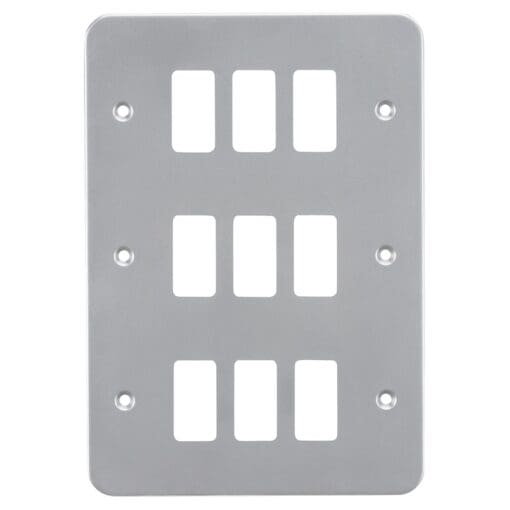 Knightsbridge 9 Module Metal Clad Grid Switch Faceplate - Grey 375721