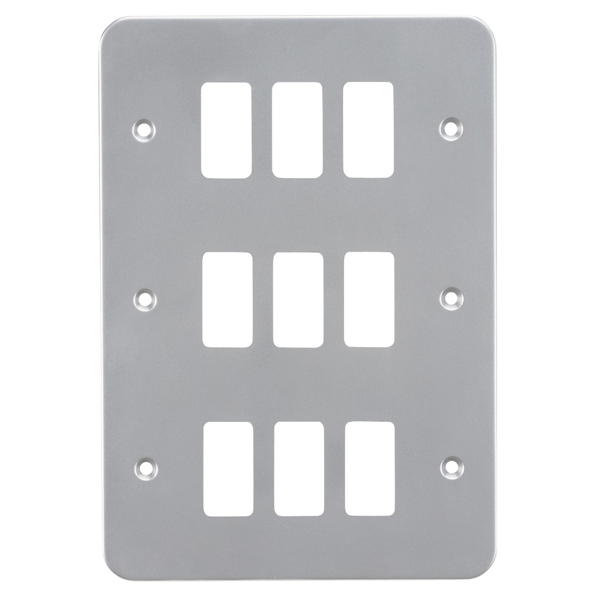 Knightsbridge 9 Module Metal Clad Grid Switch Faceplate - Grey 375721