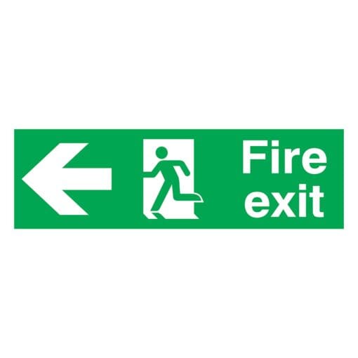 Fire Exit - Running Man with Arrow - Left - 150 x 450mm - Rigid Plastic 376040
