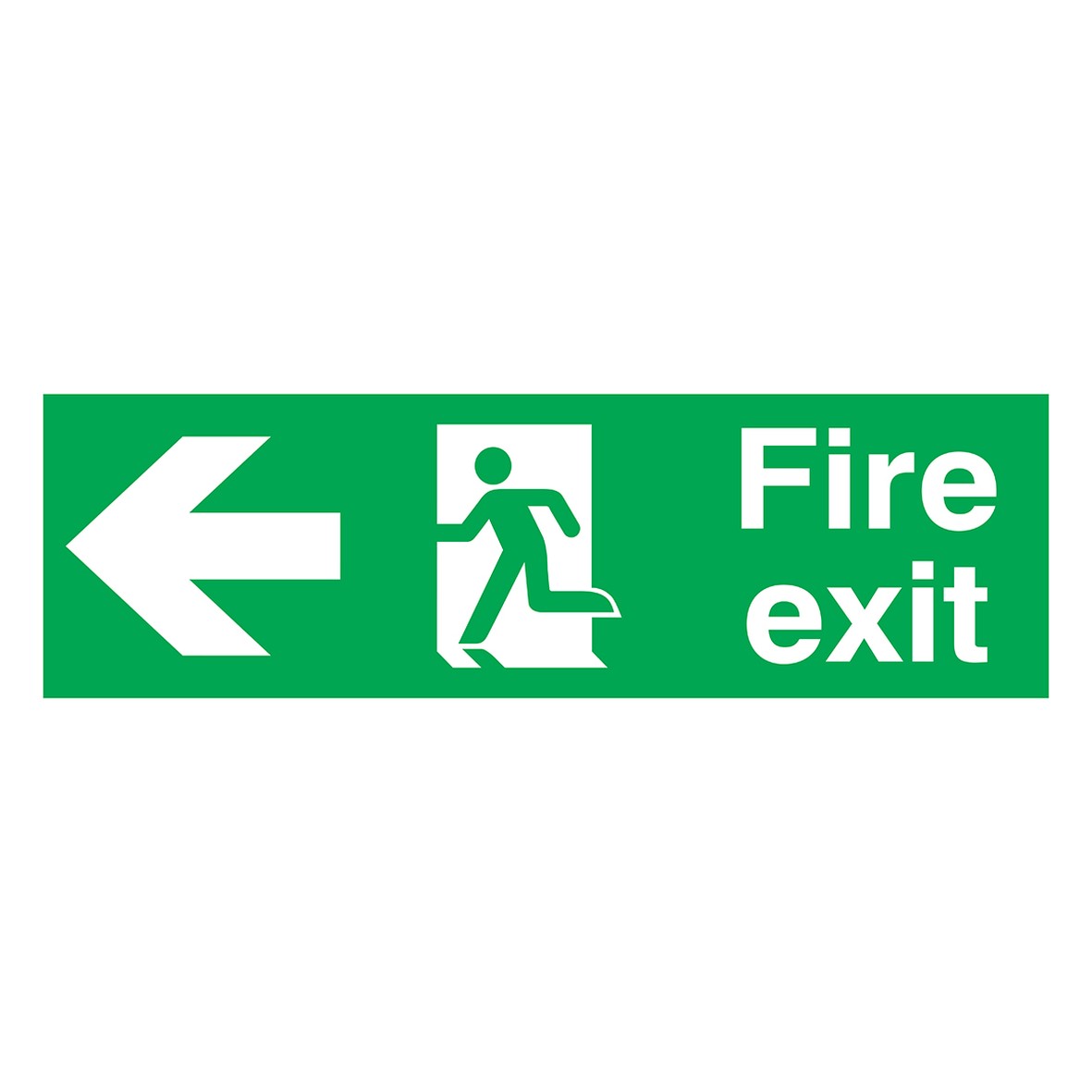 Fire Exit - Running Man with Arrow - Left - 150 x 450mm - Rigid Plastic 376040