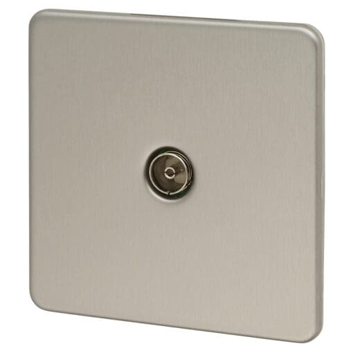 Knightsbridge 1 Gang Non Isolated TV Outlet - Brushed Chrome 378777