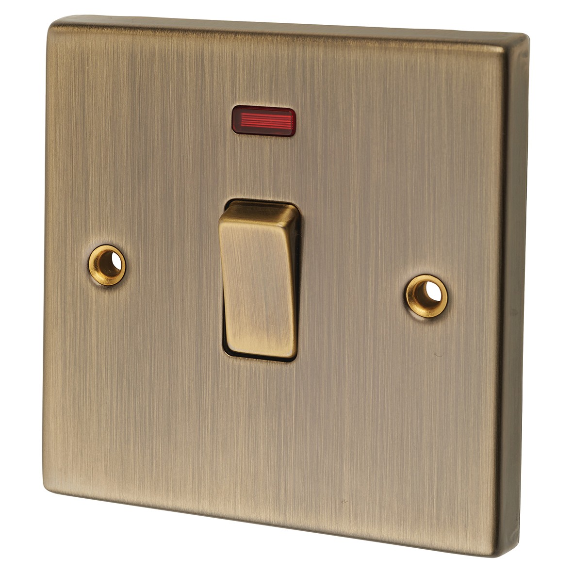 Knightsbridge 20A 1 Gang DP Switch with Neon - Antique Brass 379401