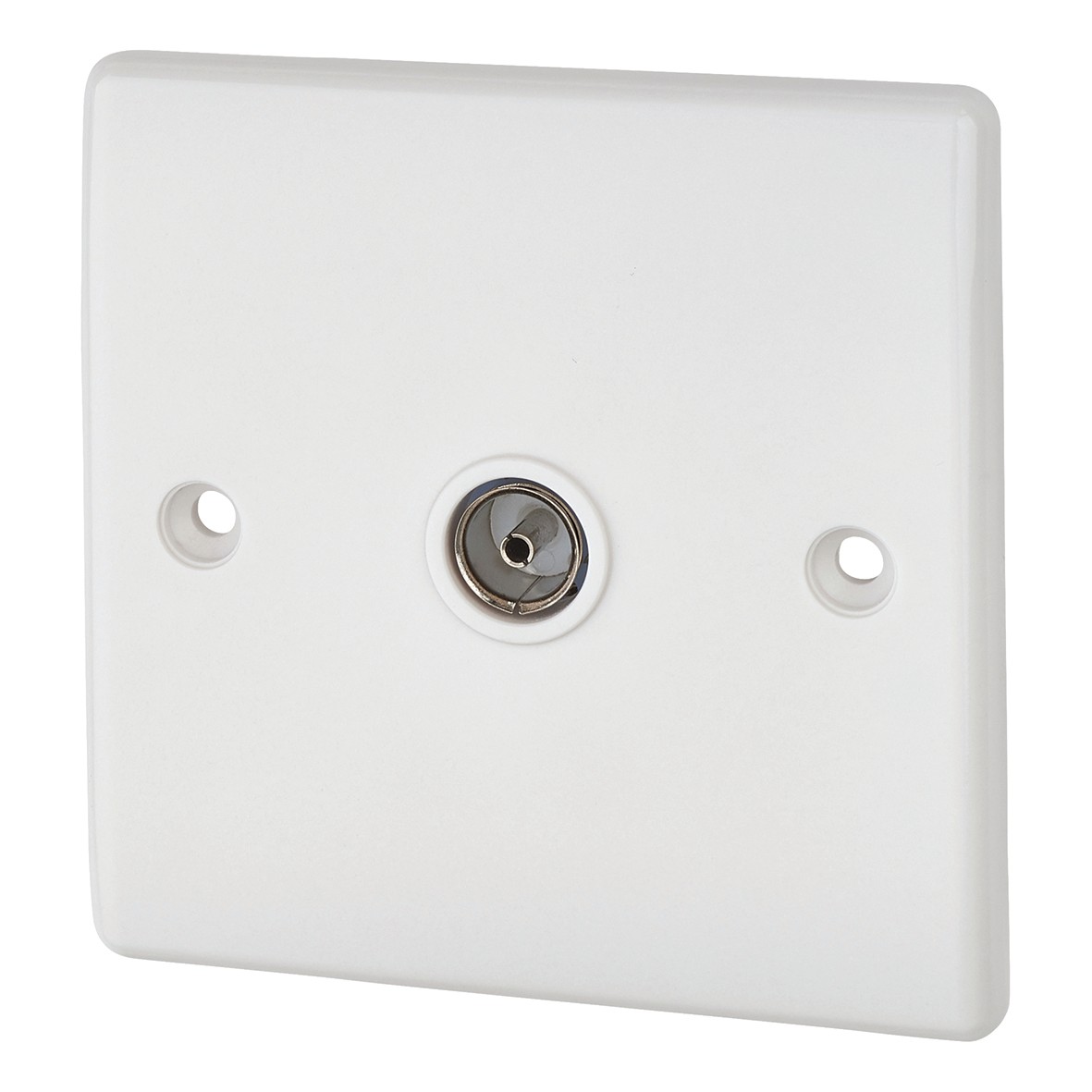 1 Gang Co-Axial Socket - White - Round Edge 381053