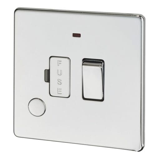 BG Screwless Flatplate 13A Fused Switch CU with Neon & Cable Outlet 387493