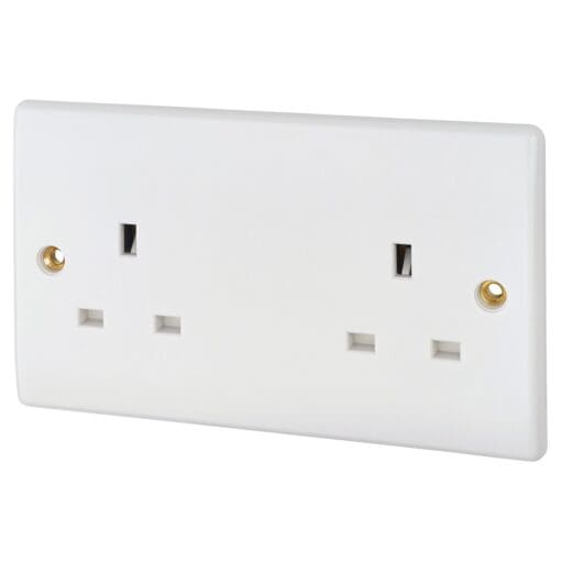 5x 13A 2 Gang Unswitched - White - Round Edge 390738