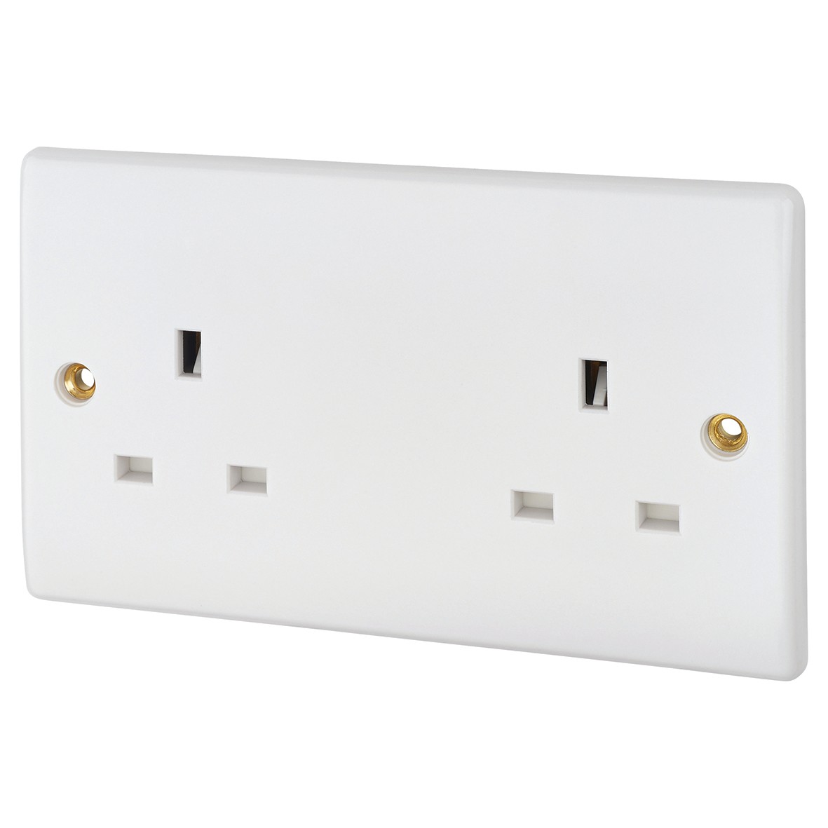 5x 13A 2 Gang Unswitched - White - Round Edge 390738