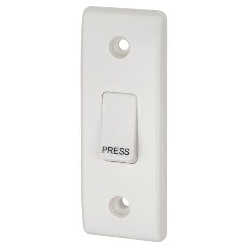 1 Gang 2 Way Retractive Marked "Press" - White - Round Edge 391303