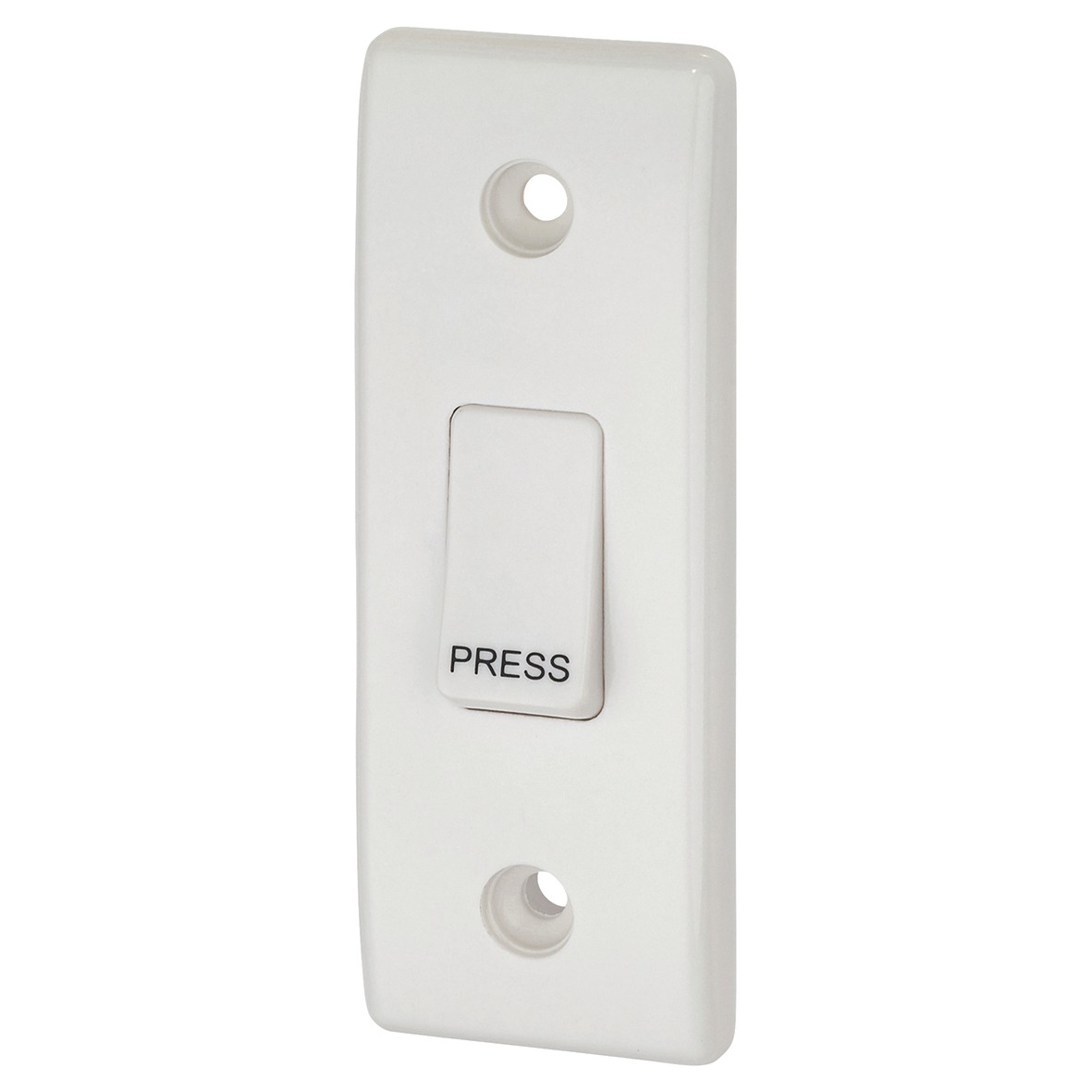 1 Gang 2 Way Retractive Marked "Press" - White - Round Edge 391303
